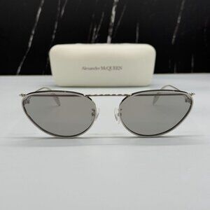 NEW AM0424S 004 ALEXANDER MCQUEEN SILVER WOMAN SUNGLASSES